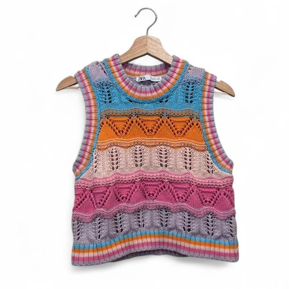 Zara Retro Knit Colorblock Tank – Size Small | Spring/Summer